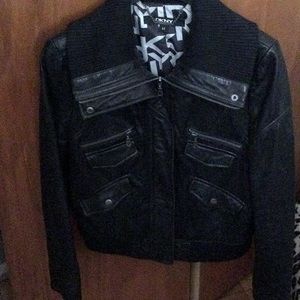 DKNY Leather Moto Jacket